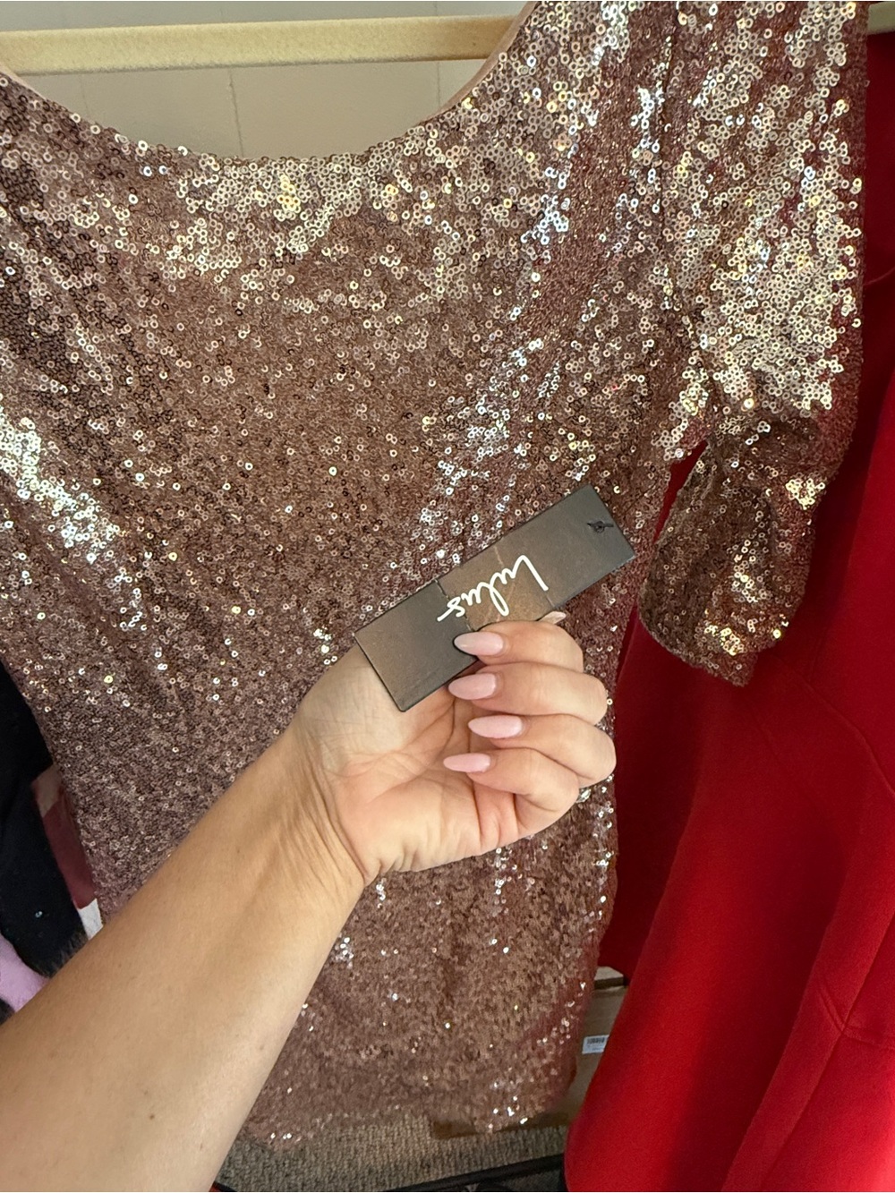Lulu's NWT Small Rose Gold Sequin Mini Dress - Picture 3 of 3